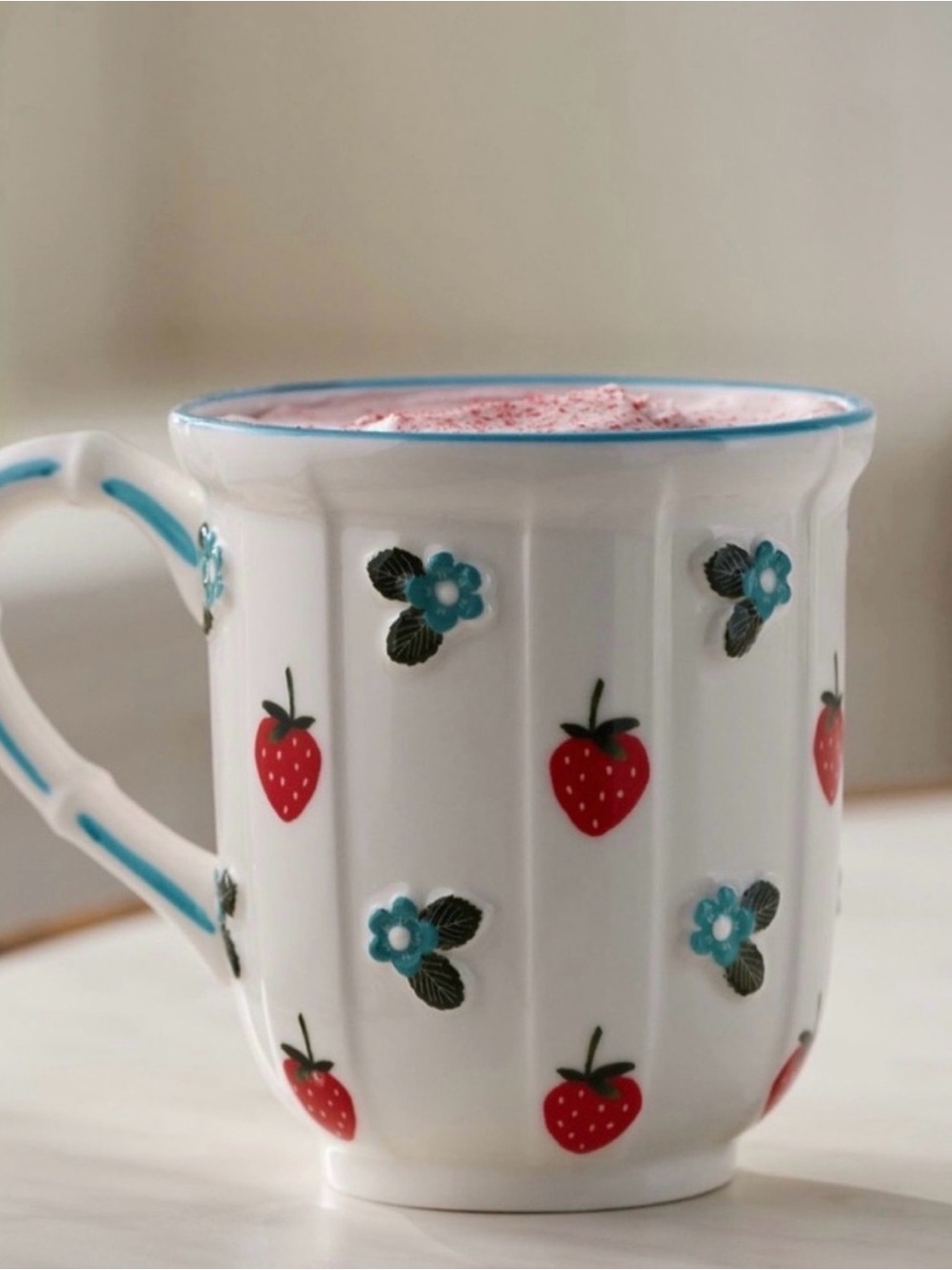 Anthropologie NIB Tilly Stoneware Strawberry Mug